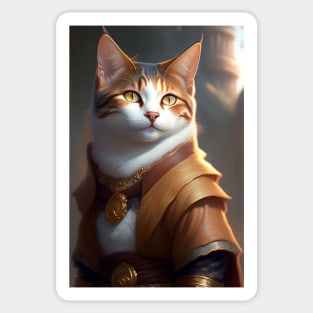 Cat in Armor - Modern Digital Art Sticker